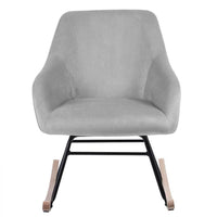 Poltrona Sedia Dondolo Relax Tessuto e Metallo Imbottita Design Moderno Grigio