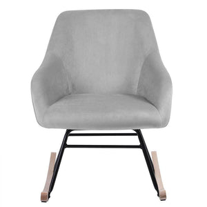 Poltrona Sedia Dondolo Relax Tessuto e Metallo Imbottita Design Moderno Grigio