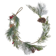 Festone di natale artificiale verde materiale sintetico 150 cm con addobbi innevati