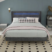Letto imbottito 140x200 con LED - Xylo - Grigio