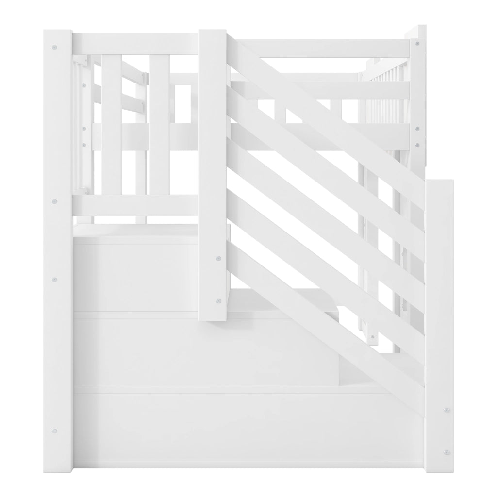 LETTO A CASTELLO con scala contenitore e finestre 90 x 200 cm bianco