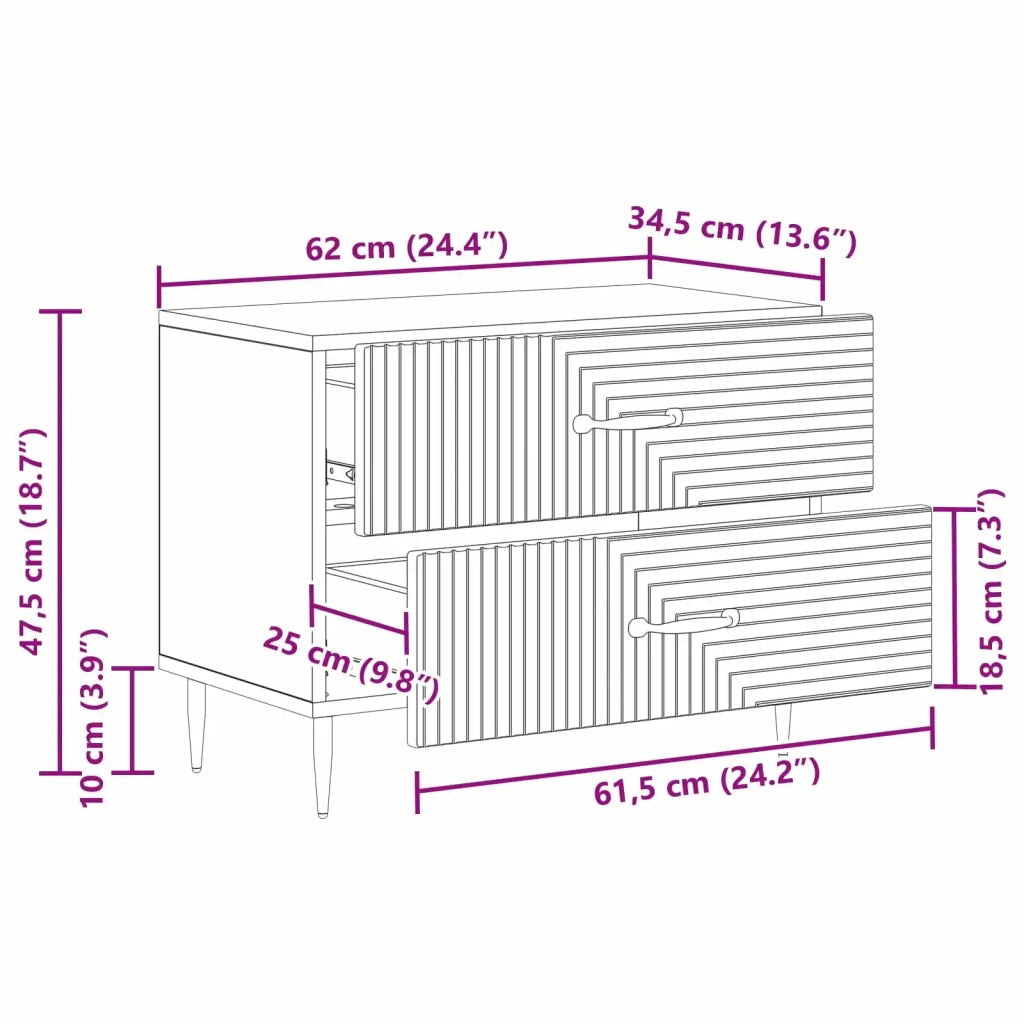 Armadio da Notte con cassetto Legno antico 62 x 34,5 x 47,5 cm 894783