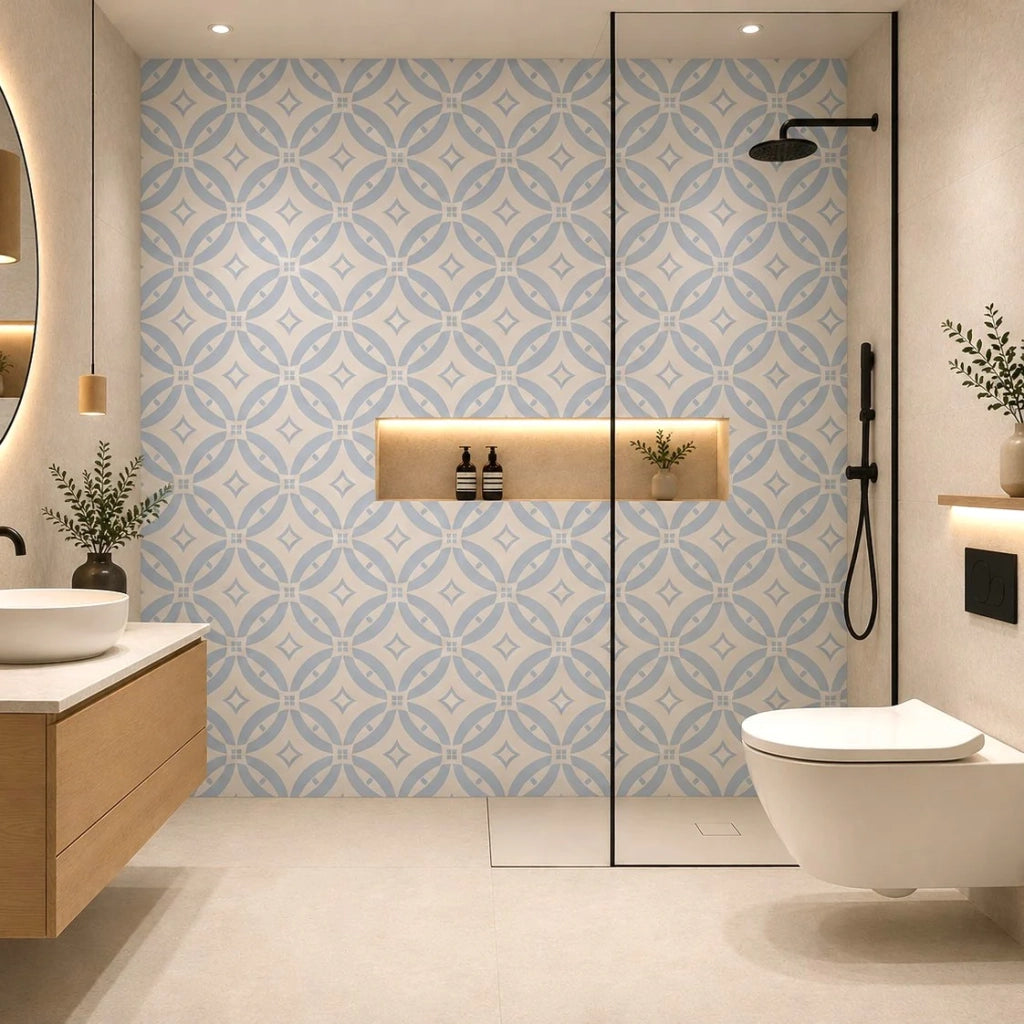 Piastrelle Autoadesive PVC Divina Home Effetto Maiolica Capri, Set 22 Pz per 2 mq, Spessore 0,15 cm, 30,4x30,4 cm - Stile Decorativo e Versatile