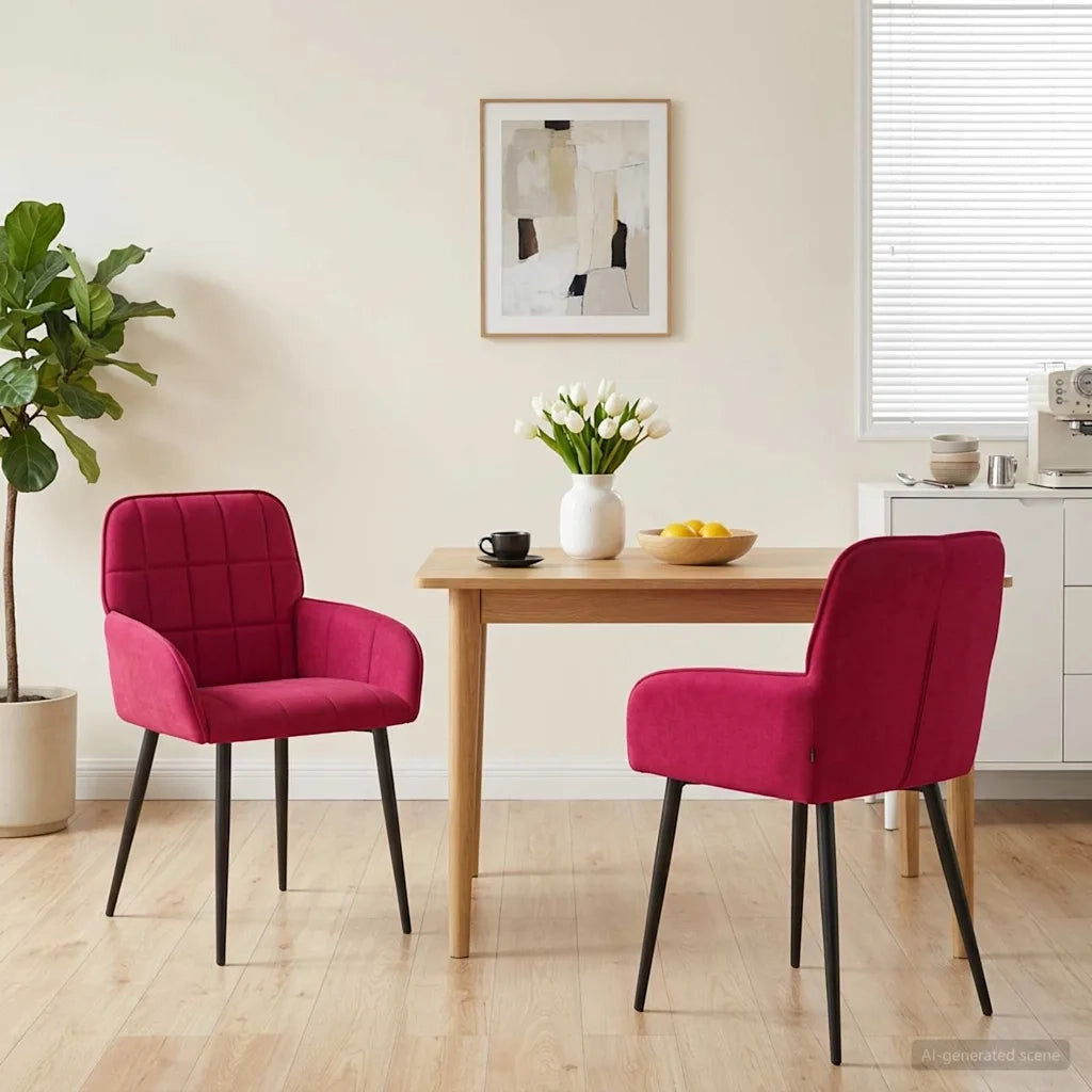 Sedie da pranzo 2 pcs Velluto (V) Rosso Vino 56,5 x 50 x 86 cm 42034275