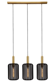 Lampada a sospensione Lucide Corina nera oro 3xE27
