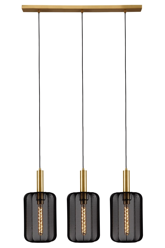 Lampada a sospensione Lucide Corina nera oro 3xE27
