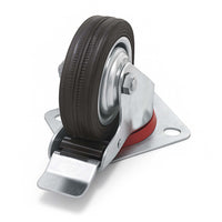 Set 2 ruote piroettanti, freno doppio blocco, Rotella 160mm max 130kg, metallo e gomma piena