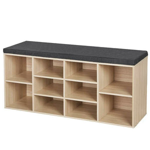 Panca Scarpiera Casa Multiuso 10 Ripiani Porta Scarpe Cuscino Eco Pelle Beige