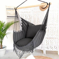 Poltrona Sospesa Giardino Sedia Dondolo Pensile Amaca Campeggio Cuscini Grigio