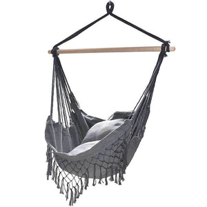 Poltrona Sospesa Giardino Sedia Dondolo Pensile Amaca Campeggio Cuscini Grigio
