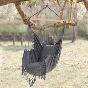 Poltrona Sospesa Giardino Sedia Dondolo Pensile Amaca Campeggio Cuscini Grigio
