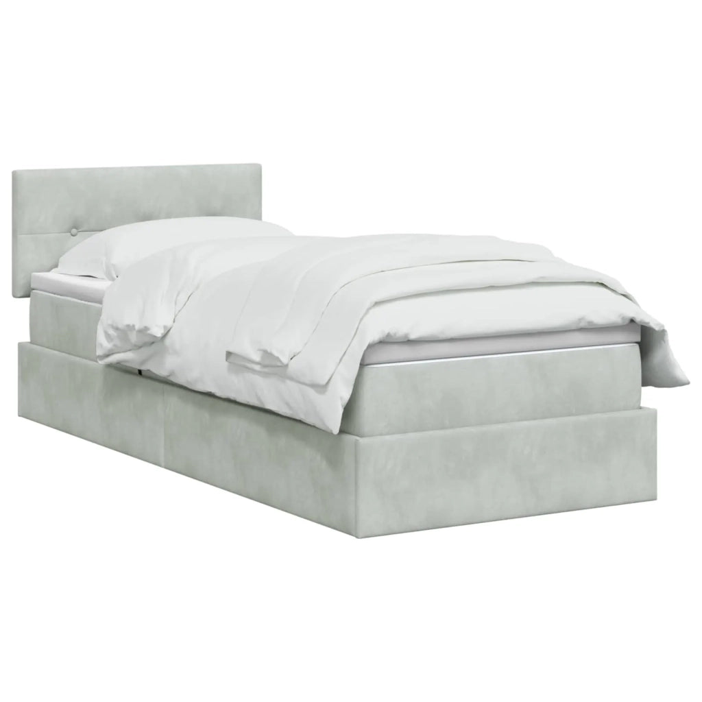 Letto con Contenitore Grigio Chiaro 90 x 190 cm Velluto 3458775