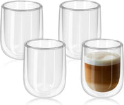 Set di bicchieri in vetro a doppia parete 450ml - Termoresistente per bevande calde e fredde - Set di 4 bicchieri a forma di cappuccino - Bicchieri per caffè in vetro di borosilicato.