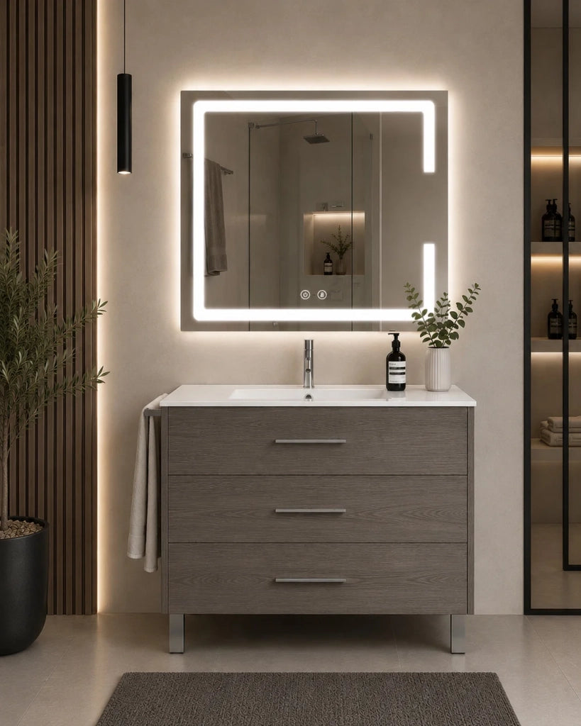 Mobile bagno con lavabo ORIGENBATH RIBERA senza specchio 60x35 cm rovere smoky