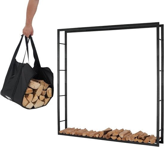 Brandhoutrek Stevige Constructie - Houtopslag Binnen - Houtopslag Buiten - Tas di Carico - Acciaio di Alta Qualità Sfaccettato - 196x25x196cm