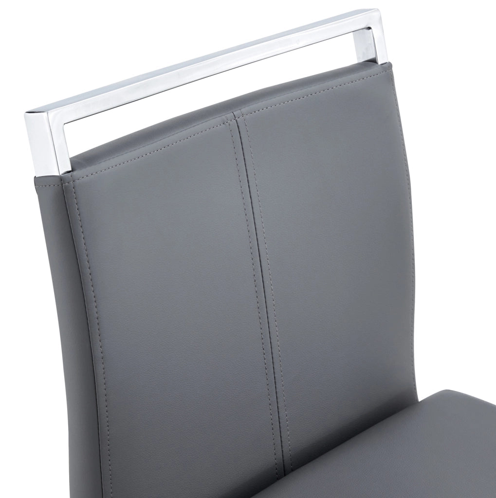Set di 2 sgabelli da bar con schienale in PU e metallo grigio scuro