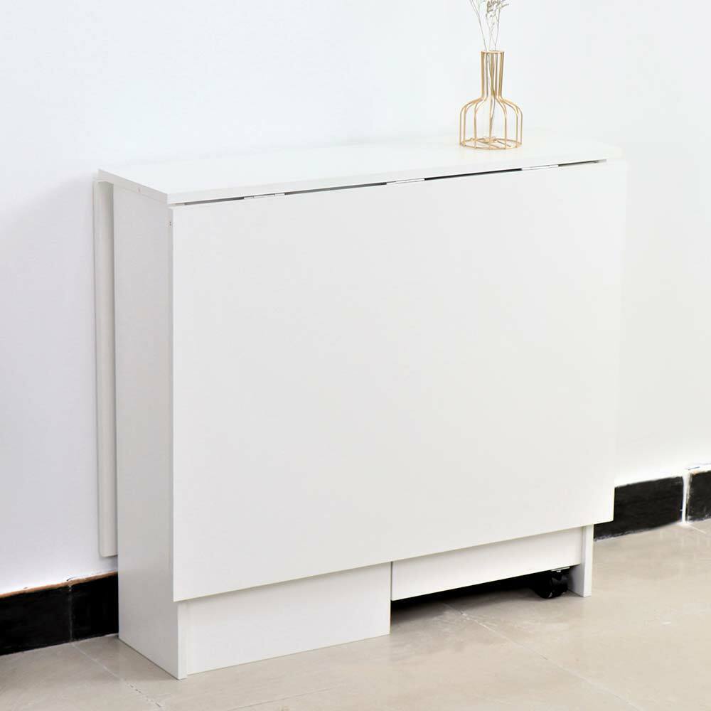 Tavolo Pranzo Salvaspazio Scrivania Richiudibile Allungabile a Scomparsa Bianco