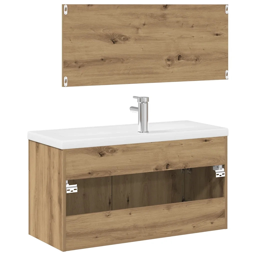 vidaXL Set Mobili da Bagno 3 pz Rovere Artigianale Legno Multistrato