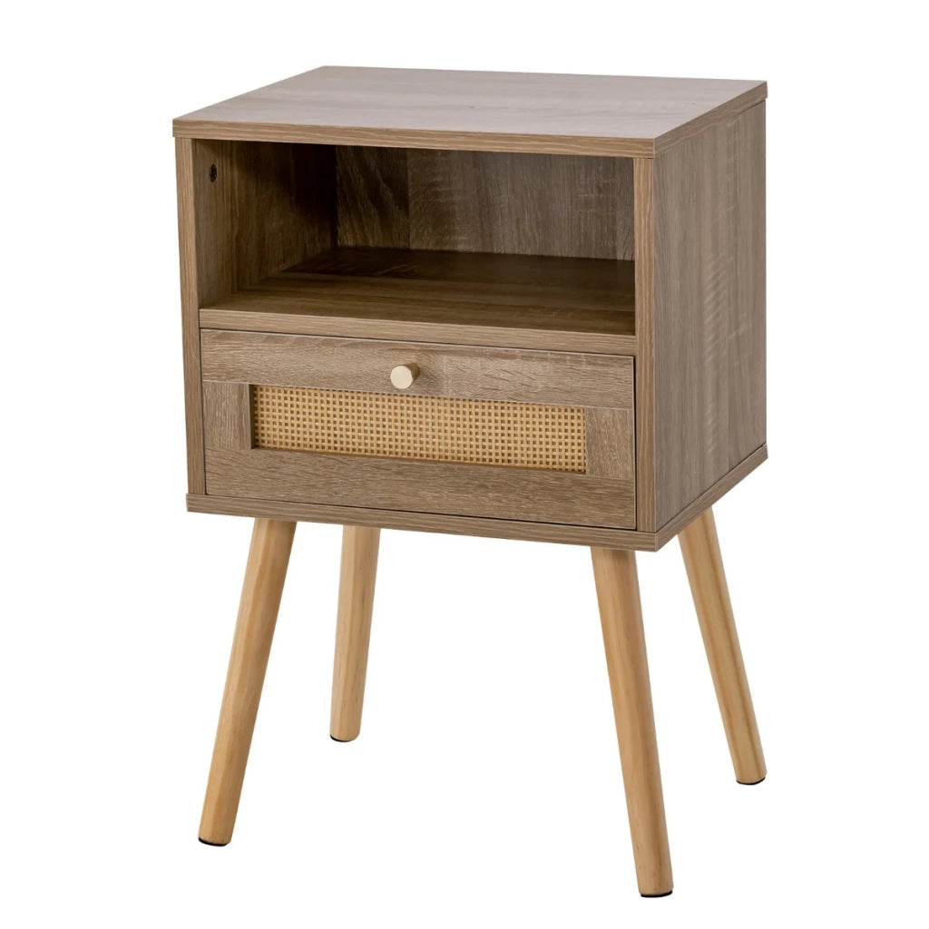 Comodino in rattan 40 x 30 x 60,5 cm pratico contenitore stile bohémien naturale 20_0019045