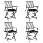 Sedie da Giardino Pieghevoli 4pz con Cuscini in Massello Acacia cod mxl 45658