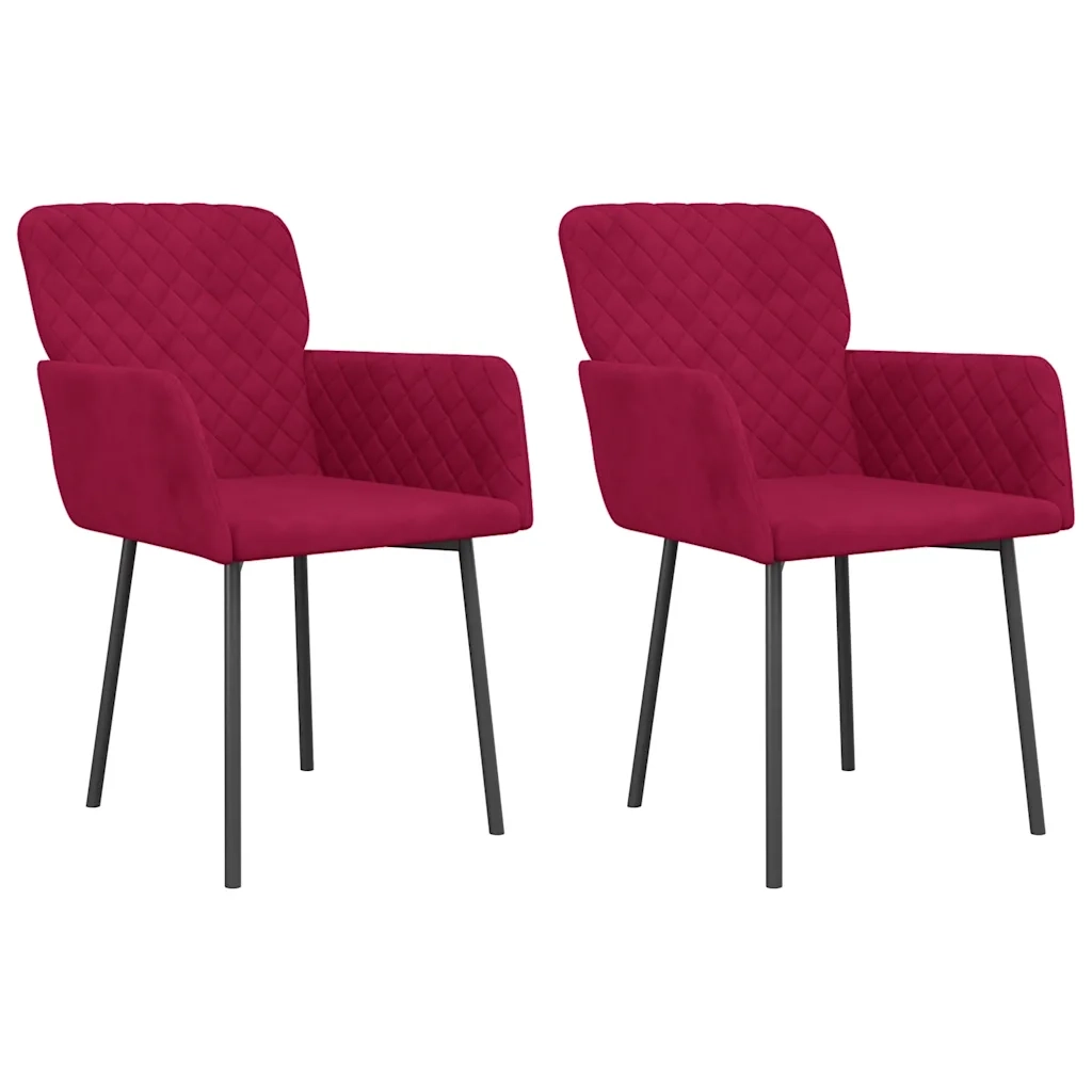 Sedie da Pranzo 2 pz Rosso Vino in Velluto 344784