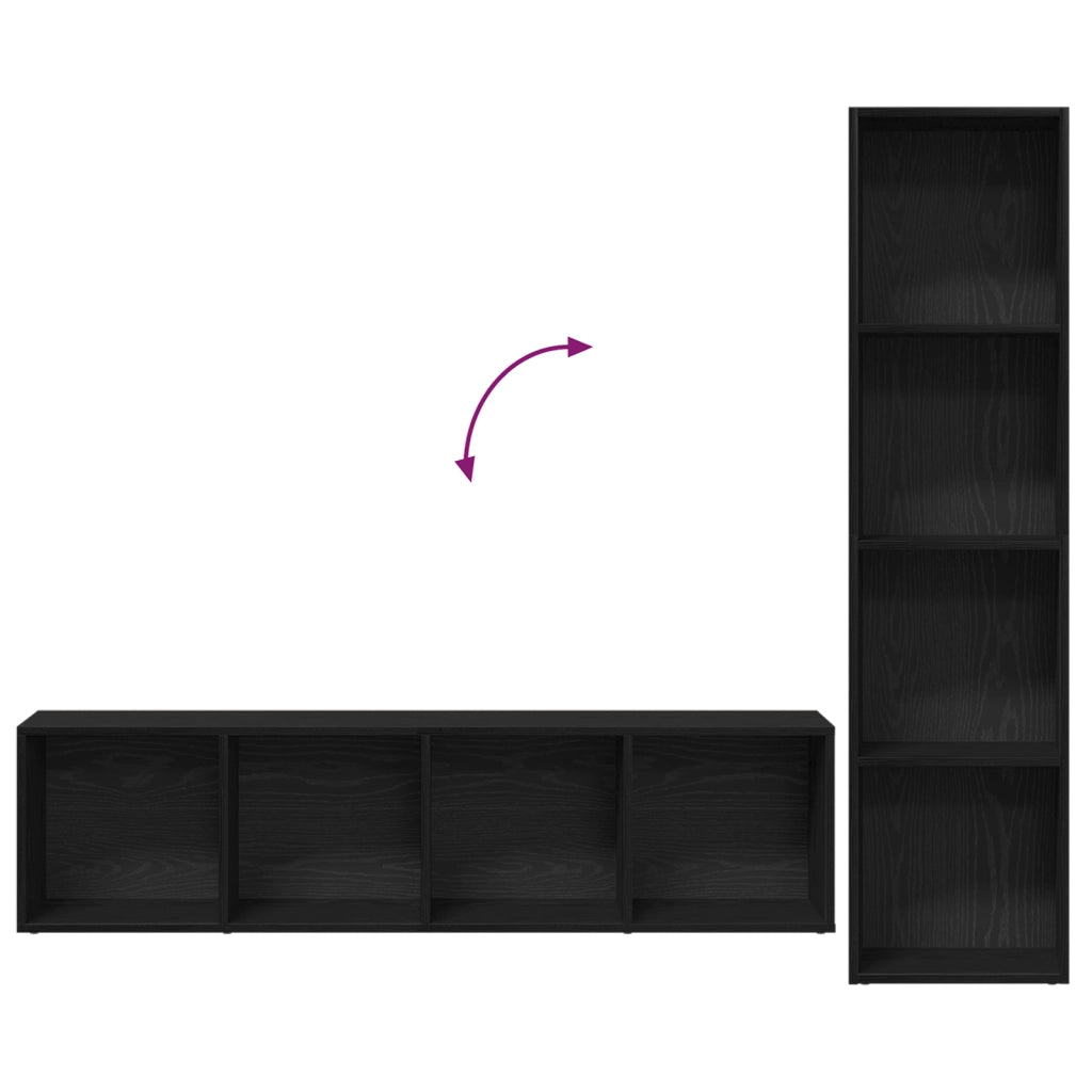 Librerie 3 pz Nero Rovere 36x30x143 cm Legno ingegnerizzato