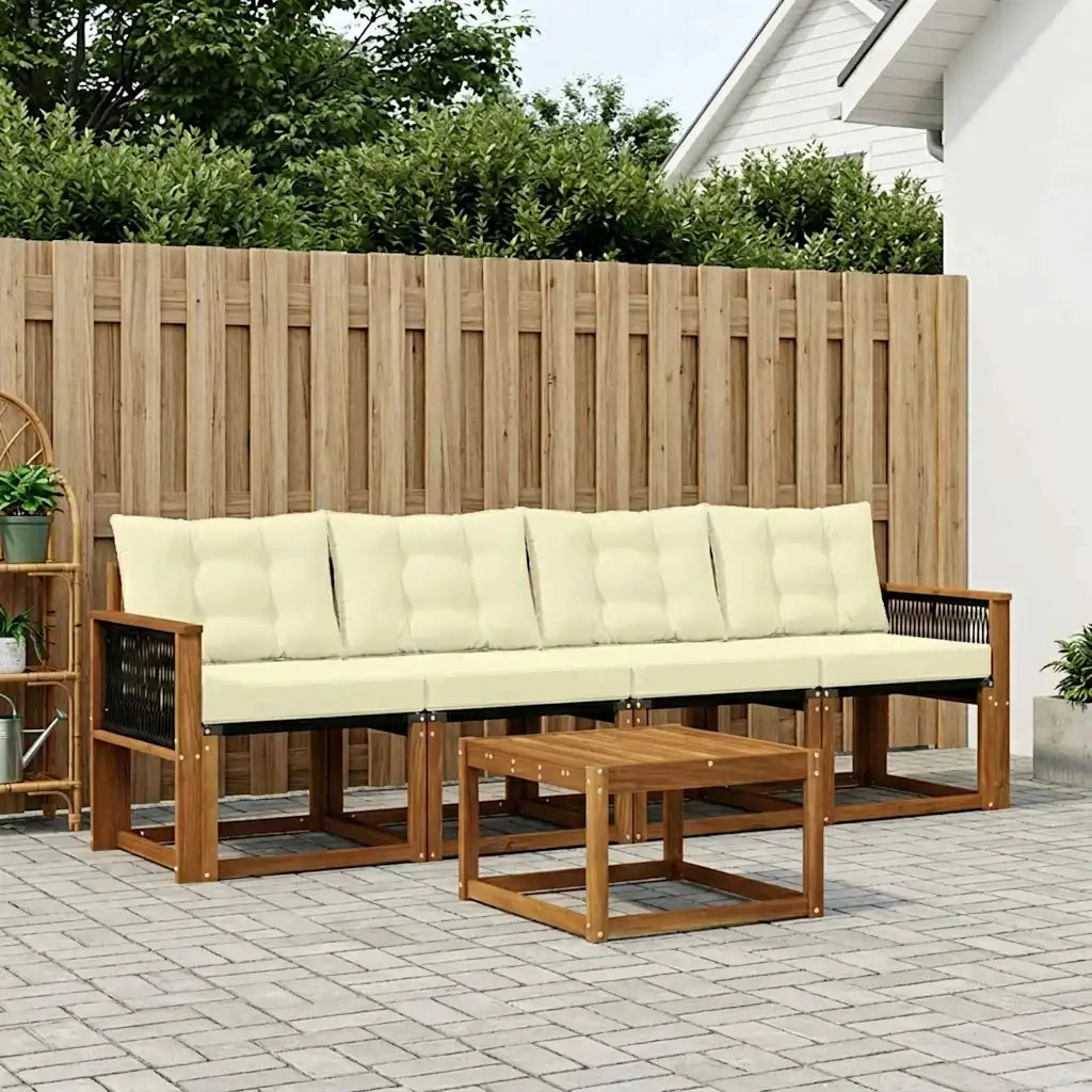Set di divani da esterno con cuscino 5 pcs Naturale e Crema 3381758