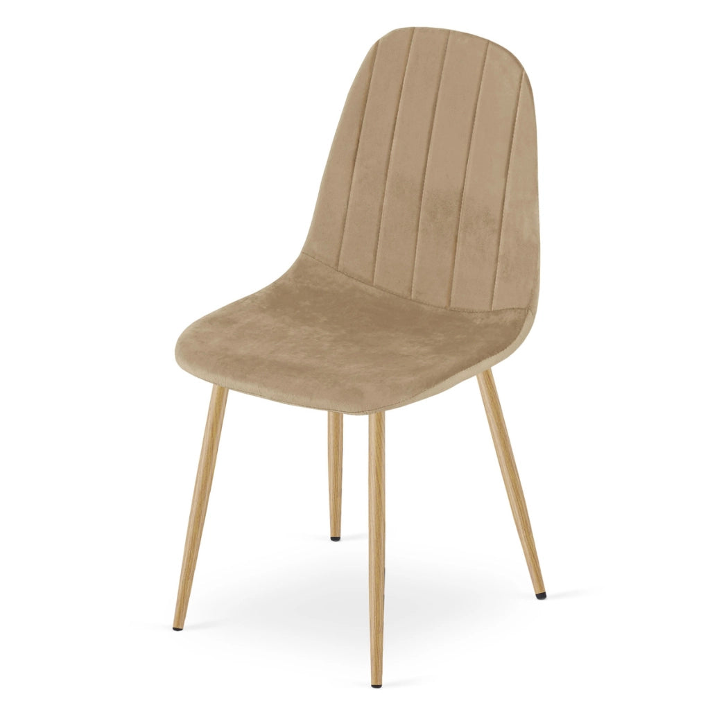 Sedia Padva in velluto marrone con gambe effetto rovere