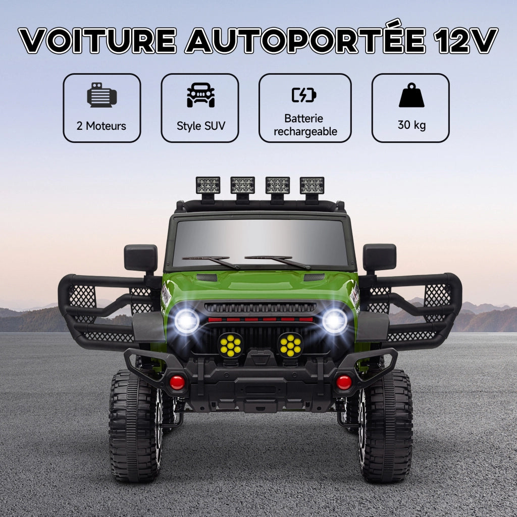 Auto elettrica per bambini Buggy 4x4 UTV ¨C zephmum ¨C Verde 12V con telecomando 2.4Ghz