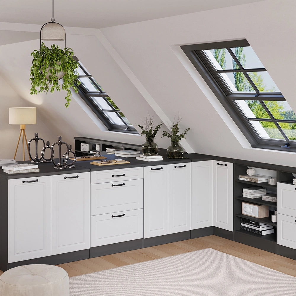 Mobile per mansarda Rion Bianco rustico/Antracite 60 x 83.8 cm senza inclinazione con 2 ante Vicco