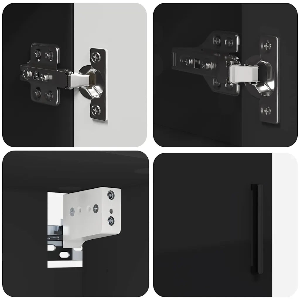Set di mobili per il bagno con cassetto con porta 4 pcs Nero 3393084