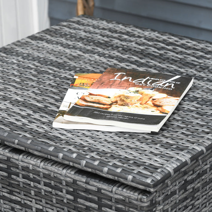 Set da Giardino 2 Divani 2 Posti Tavolino da Caffè e Tavolino Alto  in Acciaio e Rattan Grigio Sfumato