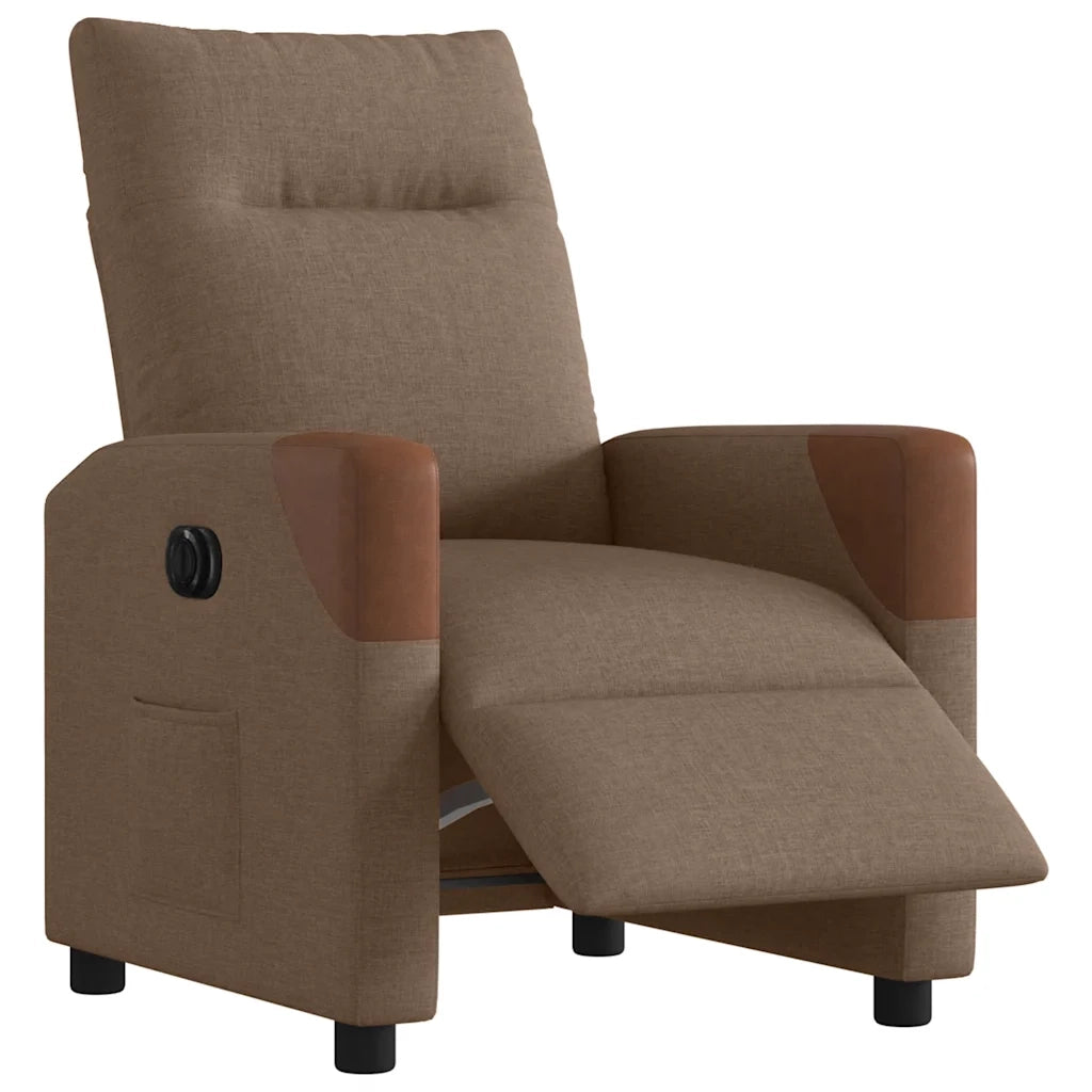 Poltrona | Sedia Relax Elettrica Reclinabile Marrone in Tessuto