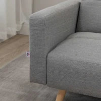 Divano Letto Matrimoniale con Tessuto Traspirante Effetto Lino e Schienale Regolabile, 205x88x80 cm, Grigio