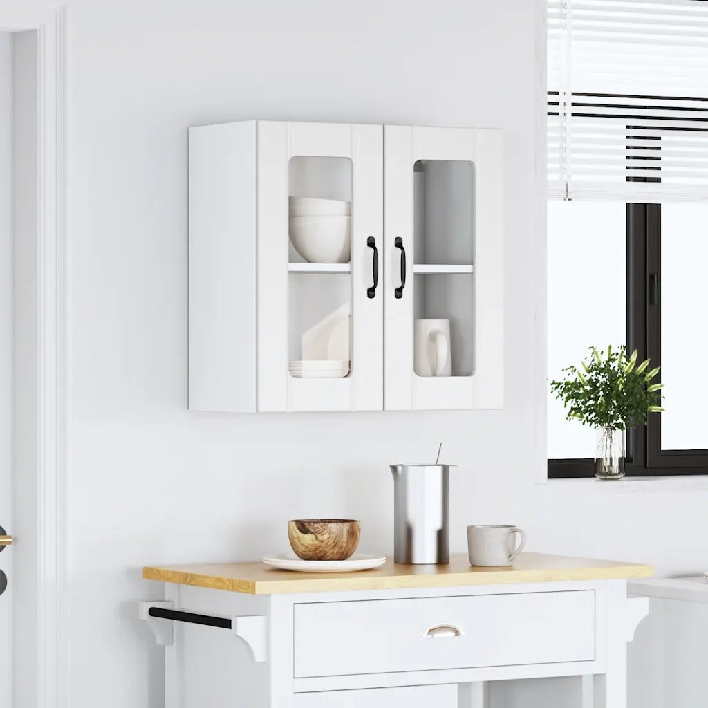 Pensile da Cucina con Porta in Vetro Lucca Bianco Truciolato 853907