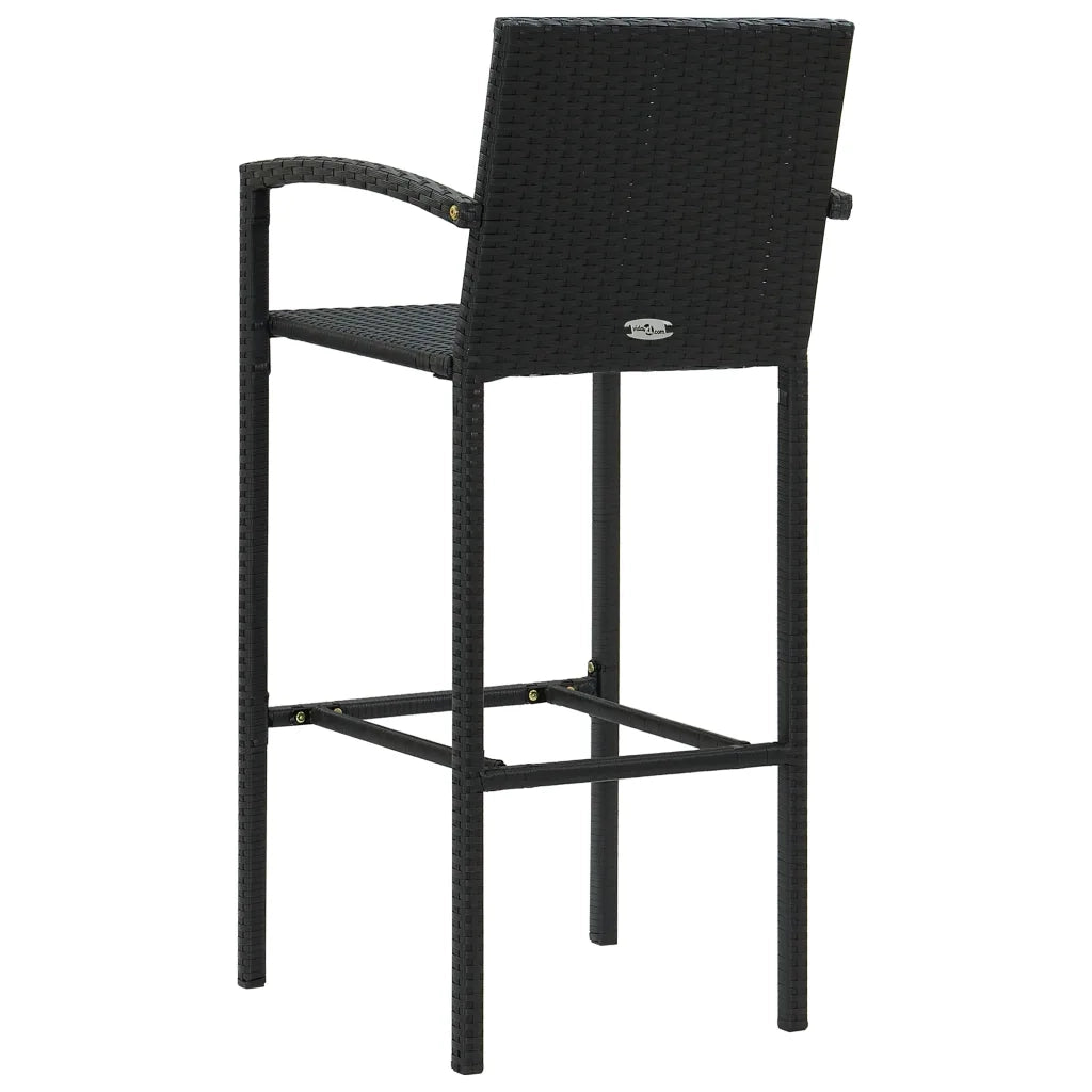 Sgabelli da Bar 2 pz in Polyrattan Nero