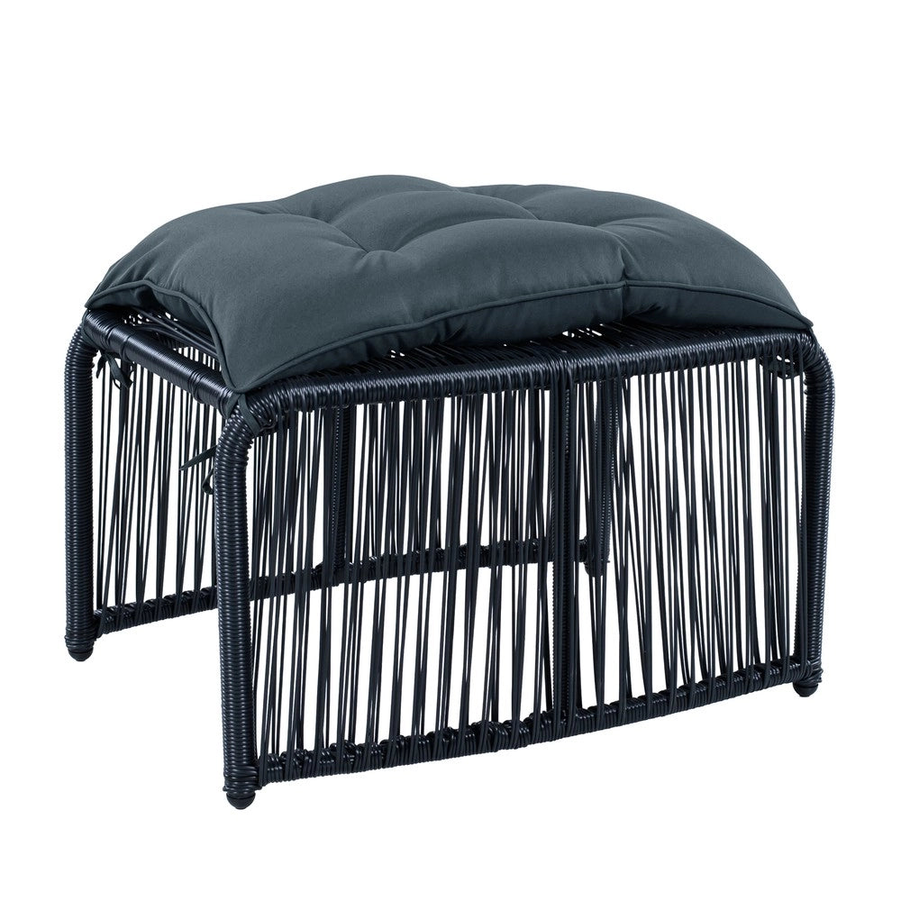Set Giardino 5 Pezzi con Tavolo, 2 Sedie e 2 Sgabelli in Polyrattan ¨C Xylo ¨C con Cuscini e Piano in Vetro