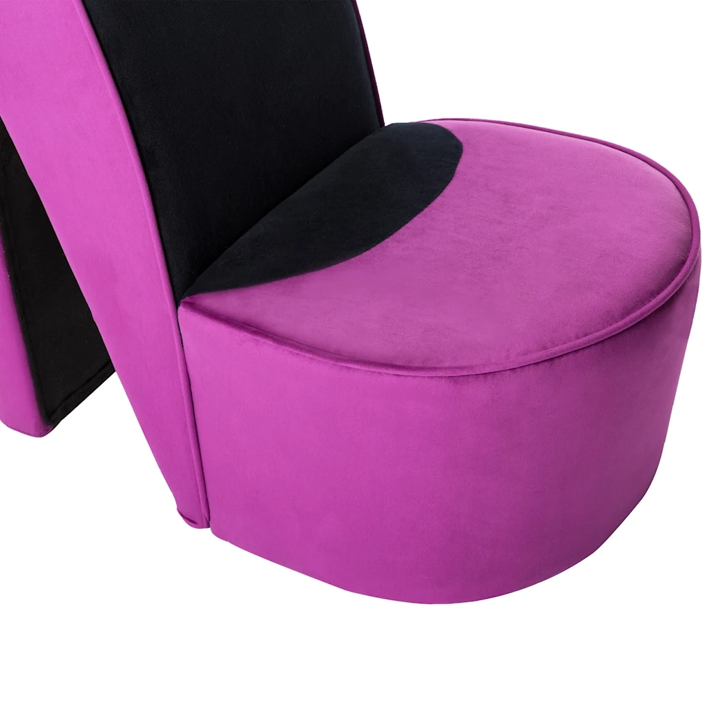 Poltrona a Forma di Scarpa con Tacco Alto in Velluto Viola 248645