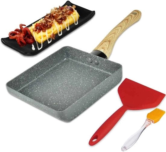 Pad per uova giapponesi - Tamagoyaki - 3 pezzi - nero - rivestimento ceramico - mini 

(Nota: ho mantenuto il termine "Tamagoyaki" poiché si riferisce a un tipo specifico di omelette giapponese e non è un marchio o un nome di produttore)