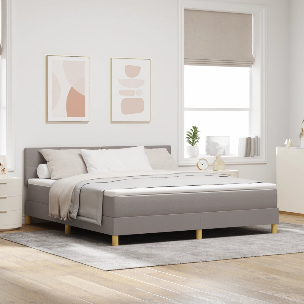 Letto Box Spring e Materasso Tortora 180x200 cm Tessuto