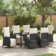 Set da Pranzo per Giardino con cuscino 7 pcs Nero polyrattan 3380530