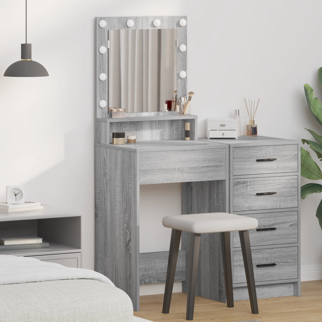 Tavolo da Toeletta con Luci LED in Grigio Sonoma - 50x41x135 cm