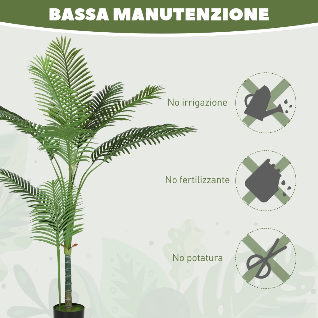 Pianta Finta Palma Areca Alta 150 cm per Interni con Vaso. Decorazione per Casa e Ufficio. Verde
