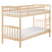Letto a Castello Marrone Chiaro in Legno di Pino con Scala 90 x 200 cm