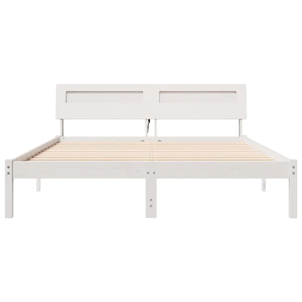 Struttura del letto Bianco 140 x 200 cm Pino massello 872777