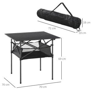 Tavolo Pieghevole da Campeggio ¨C MINIMAL ¨C Alluminio, Nero, 70x70x69 cm