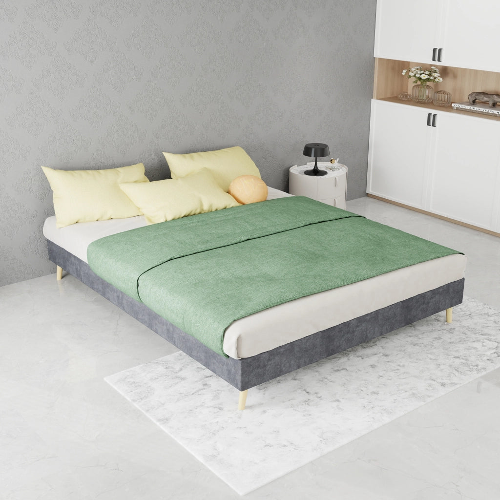 LETTO 140x200 cm Grigio in Tessuto e Metallo