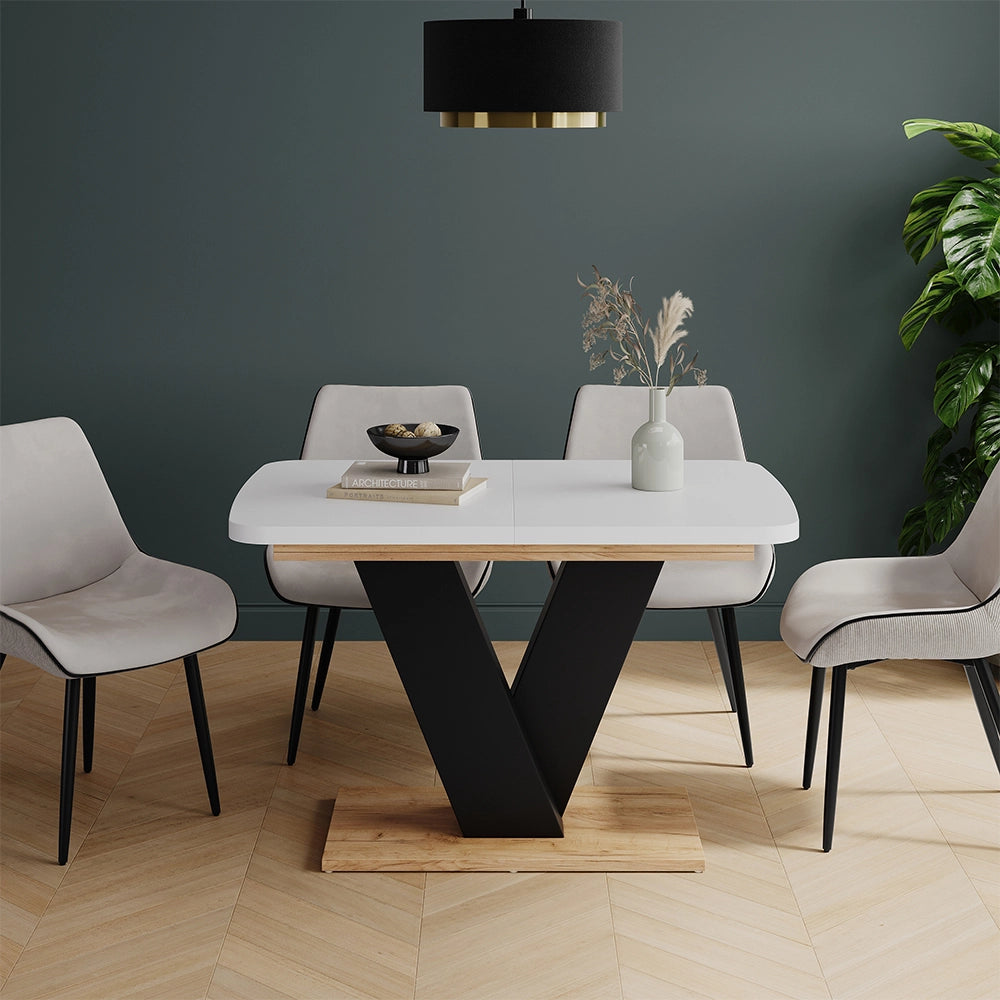 Vicco tavolo da pranzo allungabile Rovere bianco/dorato 120 x 80 cm estensibile