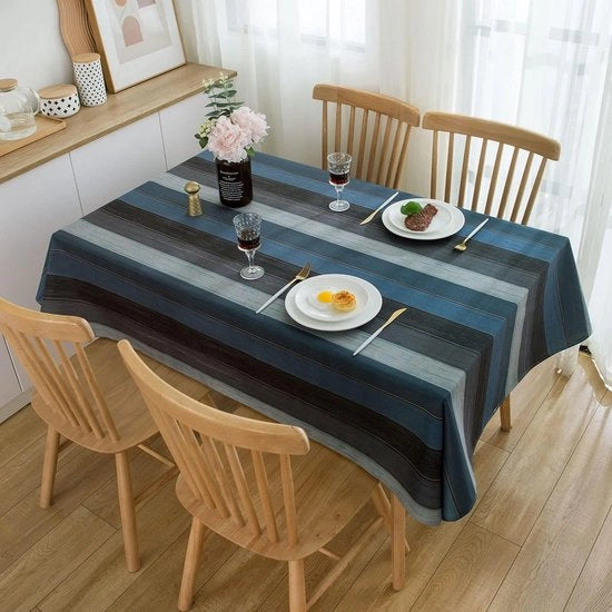 Telaio da tavola per festa, lavabile, blu/grigio, 180 x 140 cm, autunno, lino, lavabile, per Natale, festa, cucina, matrimonio, tovagliato, decorazione, rettangolare, schema di legno