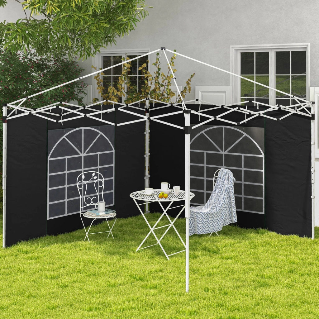 Pareti laterali per gazebo 3x3m 3x6m ¨C zephmum ¨C Oxford nero con finestra e porta